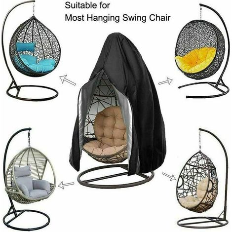 Housse de Fauteuil Suspendue Housse de Protection pour Oeufs Chaise Imperméable Suspendue Housse de Chaise de Jardin Oeuf--Noir avec fermeture éclair 115190CM Housse pour mobilier de jardin (1/5)