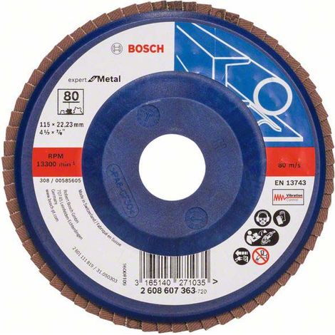Bosch Fächerschleifscheibe Expert for Metal 115 22,23 80 gerade Kunststoffteller - 2608607363 (1/5)