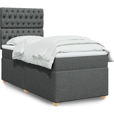 Boxspringbett mit Matratze Dunkelgrau 90x200 cm Stoff