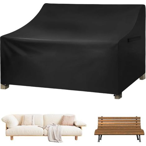 Housse pour banc de jardin - Housse pour chaise de jardin - Housse pour mobilier de jardin - Housse pour banc de jardin - Housse de protection pour banc - Tissu Oxford - Noir (1/5)