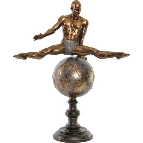 Figura Resina 36X19X46 Gimnasta Envejecido Dorado FD194757 (1/3)