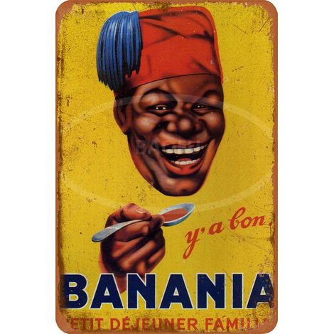 Petit Dejeuner Familial Ancien Rétro La publicité métal étain Personnage Mur Plaques café Bar Pub Carnaval