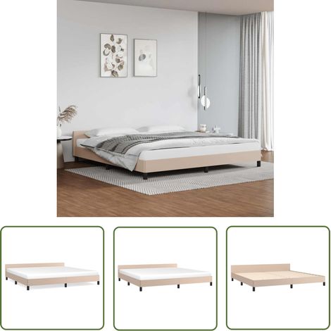 The Living Store Bettgestell mit Kopfteil ohne Matratze Cappuccino 200x200 cm - Bettsofa - Kopfteil - Lederbettwäsche - Doppelbett - Boxspringbett (1/5)