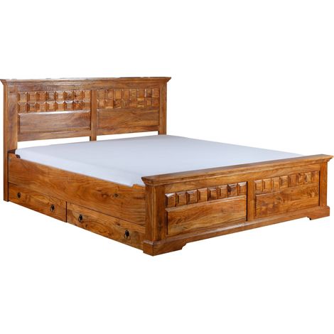 Bett Akazie 200x200x114 honig lackiert OXFORD 0311