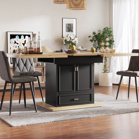 Table extensible en bois 110-140 cm – Table à manger pour cuisine et salle à manger, 6 personnes – Dimensions 110 x 80 x 75 cm – Idéale pour terrasse et salon (1/5)