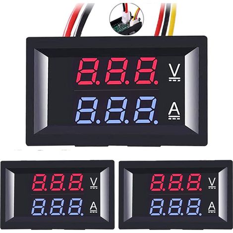 3 pezzi Voltmetro Amperometro Digitale 0.28", Tester di tensione e corrente DC 100V 10A, Pannello Display LED a 3 bit