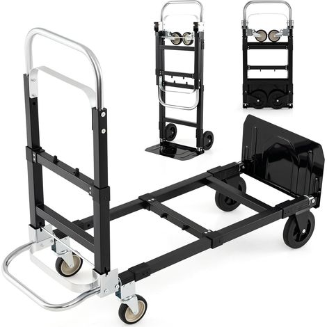 COSTWAY Carrello Pieghevole 3 in 1, Carrello a Mano e Piano Regolabile con Manico Retrattile e Lunghezza Regolabile, Capacità di Carico 272 kg, per Garage, Magazzino (1/5)