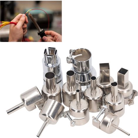 Kit de 12 buses pour pistolet à air chaud 850, buse pour station de soudage en acier, kit de buses pour pistolet à air chaud, accessoires de soudage universels en alliage d'aluminium pour pistolet à a (1/5)