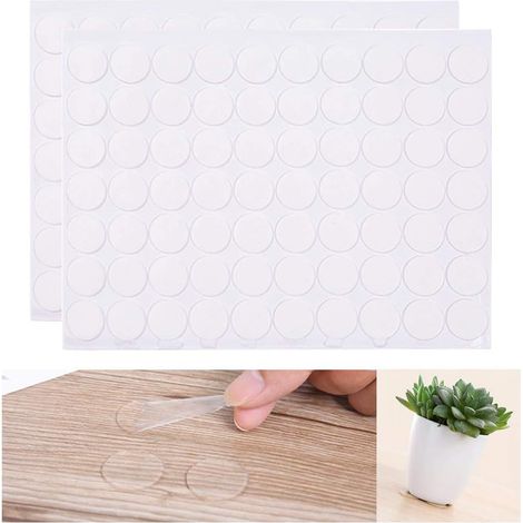 140 pastilles adhésives rondes double face en acrylique transparent, sans traces