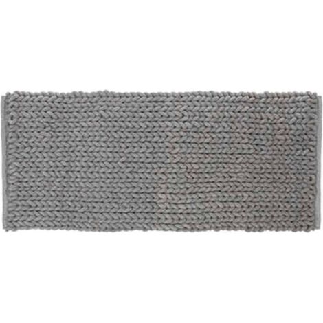 Tapis de Salle de Bain "Tissé Épais" 50x120cm Gris (1/4)
