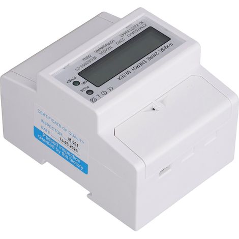 DIN-Schienen-Energiezähler, Voltmeter, Amperemeter, einphasig, 4-polig, LCD-Digitalanzeige, 35 mm, DC 220 V, 10 (40) A (1/5)