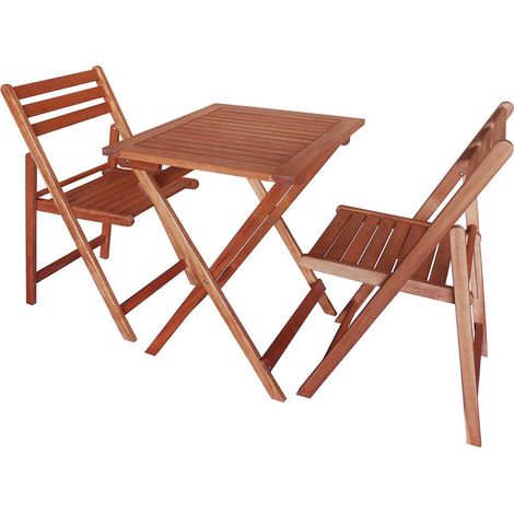 Salon de jardin - une table et 2 chaises en Acacia (1/4)