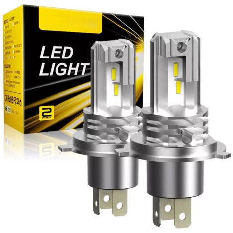Ampoule LED H4 6500K Lumière Blanche Forte, 400% Plus Lumineuse,Adaptée Pour Ampoule De Phare De Voiture,DC 12V,1:1 Plug And Play (2 Ampoules)