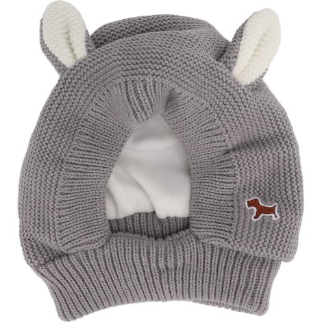 Hundemütze mit gestrickten Hasenohren, Lärmschutz und Wärme, für die Fellpflege großer Hunde, graue Farbe (1/5)