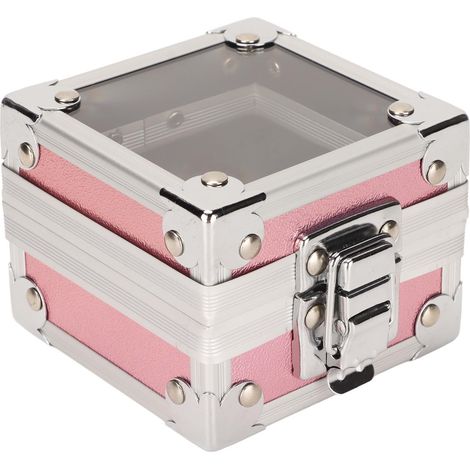 Porte-embouts de perceuse à ongles 25 trous, 3 couches d'éponge, couvercle transparent à rabat, renfort par rivets, anti-poussière, rose (1/5)