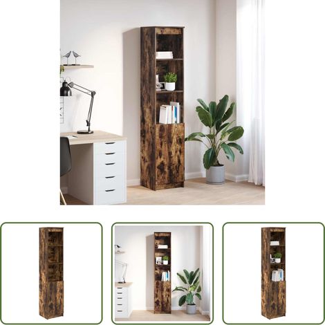 vidaXL Schrank für Küche - Highboard Räuchereiche 37,5x35x180 cm Holzwerkstoff (1/5)