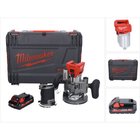 Milwaukee M18 FTR-301X router sin cable 18 V sin escobillas + 1x batería 3.0 Ah + módulos router + caja HD - sin cargador