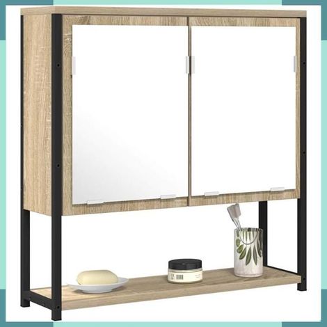 864340 Miroir de salle de bain avec étagère Beige 60 x 16 x 60 cm (1/5)