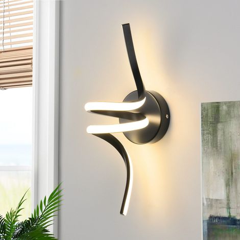 GBLY Wandlampe Innen LED Wandleuchte Schwarz: Wand Lampe für Treppenhaus Flur Wohnzimmer Schlafzimmer Balkon Modern Design Aluminium Wandbeleuchtung - 7W Warmweiß 3000K