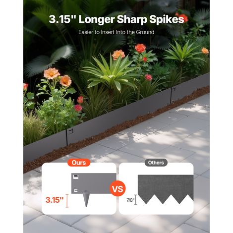 Bordure de Jardin en Acier, Lot de 5, Bordures Paysagères en Métal, 990x207 mm, Résistante à Rouille, Installation Simple, Bandes P… (1/5)
