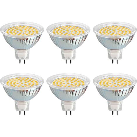 GU5.3 LED-Leuchtmittel, 12 V, 3 W, Warmweiß 6000 K, Ø 50 mm, GU5.3 30 W-Äquivalent, 300 lm, AC/DC 12 V, MR16 GU5.3 LED-Einbaustrahler für Garten/Eingang/Terrasse im Freien, nicht dimmbar, 6er-Set [Ene