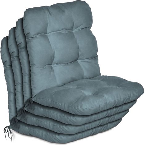 Lot de 4 coussins d'appui pour fauteuils à dossier bas « Flair NL », 100 x 50 x 8 cm, bleu pigeon