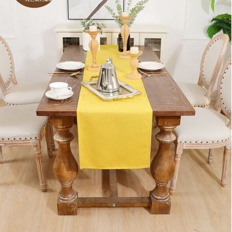 pair Chemin de table de printemps, jaune, lavable, saisonnier, été, décoration de table de cuisine, table à manger, intérieur,35.5 x 150 cm (1/4)