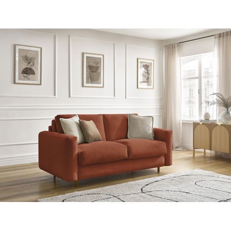 BOBOCHIC - Canapé droit convertible NOUVEAU COCOONE ouverture express tissu lisse 160x200 Orange (1/5)