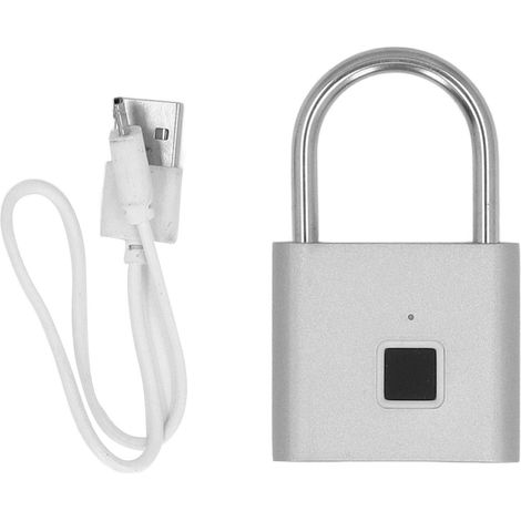 Cadenas à empreinte digitale rechargeable, antirouille, intelligent et sans clé avec application pour armoire, tiroir, casier, porte de salle de sport, argent (1/5)