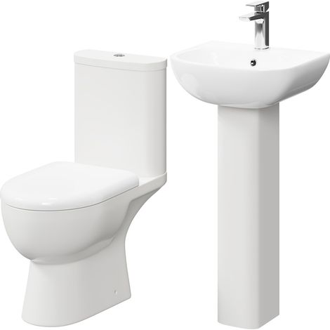 Monza 450mm Full Pedestal Basin and Open Back Toilet Suite (1/5)