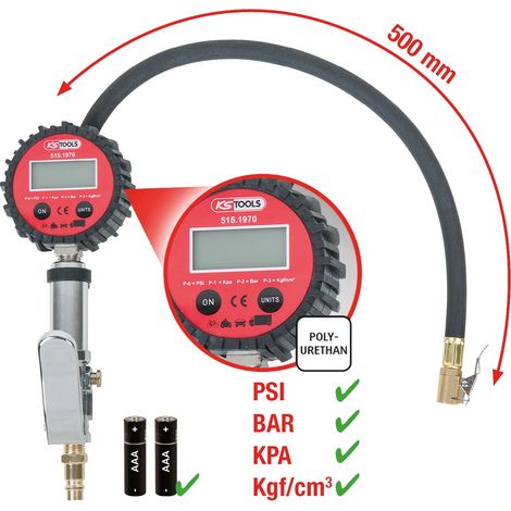 KS Tools Digitaler Druckluft-Reifenfüllmesser,0-14bar (1/5)
