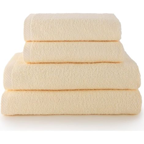 Plafonnier Cristal Lot de 4 Serviettes - 2 Bain Et 2 Toilette - 100% Coton - 400g/m² - Douceur Et Absorption - Naturel (1/5)