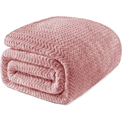 Couverture polaire poudré pour canapé-lit couvertures douces et confortables avec texture ondulée décorative x pouces 50 70 rose (1/5)