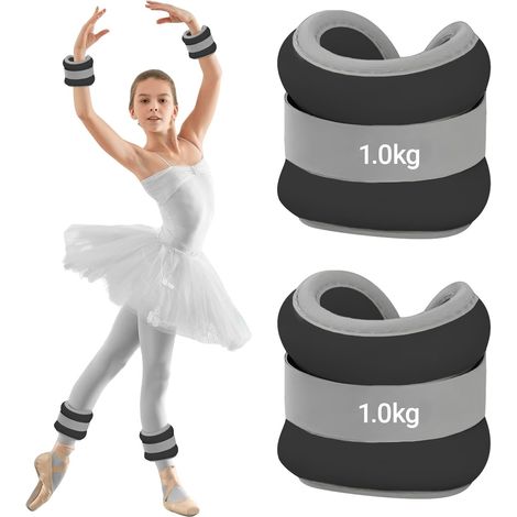 Lot de 2 manchettes lestées pour pieds et bras pour débutants et enfants, poids de cheville, poids de poignet, poids de cheville idéal pour pilates, yoga, jogging (1/5)