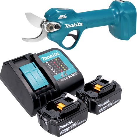 Tijeras para podar a batería Makita DUP 181 SF de 18 V y 30 mm sin escobillas + 2 baterías de 3,0 Ah + cargador (1/5)