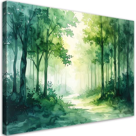 Stampe su Tela, Foresta verde nebbiosa Paesaggio forestale, 30x20 (1/5)