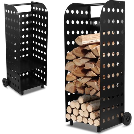 SWANEW Carrello portalegna max 60 kg 42x35x112cm Trasporto legna da riscaldare Carrello portalegna in metallo Portalegna removibile (1/5)