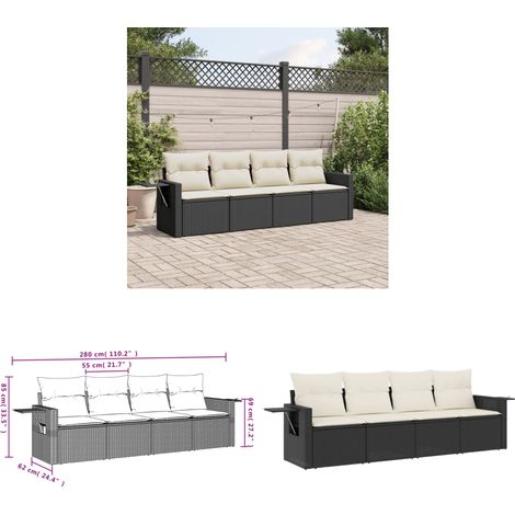 4-tlg. Garten-Sofagarnitur mit Kissen Schwarz Poly Rattan - Gartenmöbel - Outdoor Möbel - Rattan Gartenmöbel - Lounge Set - Sofasitzgruppe - Home & Living (1/3)