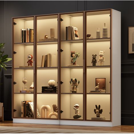 Mobile vetrina LED bianco 160x40x160 cm OKMYHOME (1/5)
