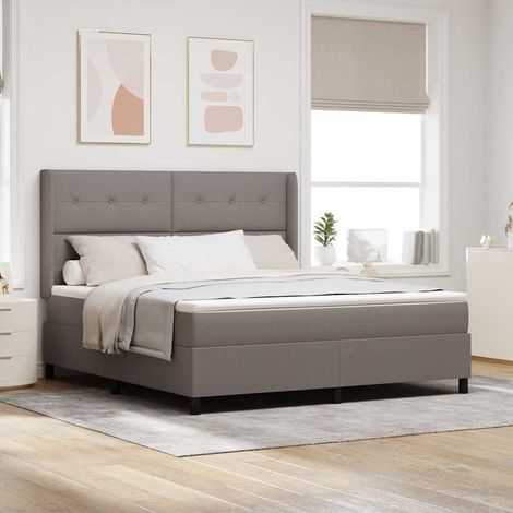 LED Boxspringbett mit Matratze Taupe 180 x 200 cm Stoff (1/5)