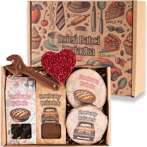 Geschenk zum Großelterntag – Set mit bedruckten Untersetzern, Kaffee- und Teezubehör (1/5)