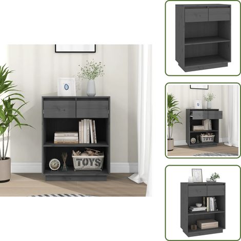 Tavolo in legno - vidaXL Mobile Consolle Grigio 60x34x75 cm in Legno Massello di Pino - Archiviazione