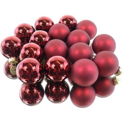 Christbaum-Mini-Kugeln Ox Blood dunkelrot Ø 3,5 cm aus Glas - 16er Set