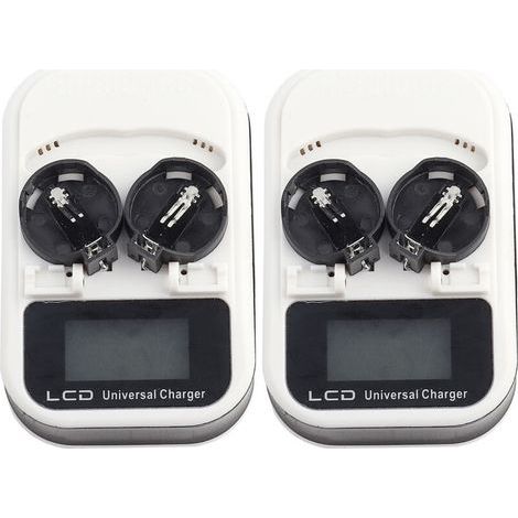 Wiederaufladbares Ladegerät mit LCD-Display, 2 Stück, für Lithium-Knopfzellen der Typen LIR2016, LIR2025 und LIR2032 (1/5)