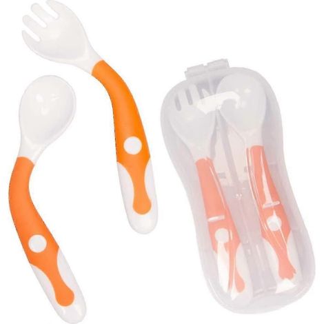 Cuillère et fourchette pour bébé, cuillère d'apprentissage de la nourriture, facile à prendre en main et pliable (1/5)