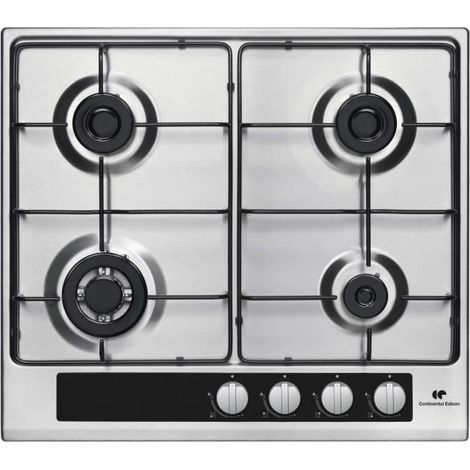 Mesa de 4 fuegos CONTINENTAL EDISON - gas con 1 corona triple de acero inoxidable (1/4)