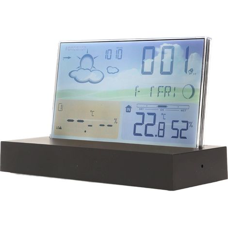 Multifunktionale, kabellose Wetteruhr aus transparentem ABS-Kunststoff mit Temperaturalarm und Farbanzeige (1/5)