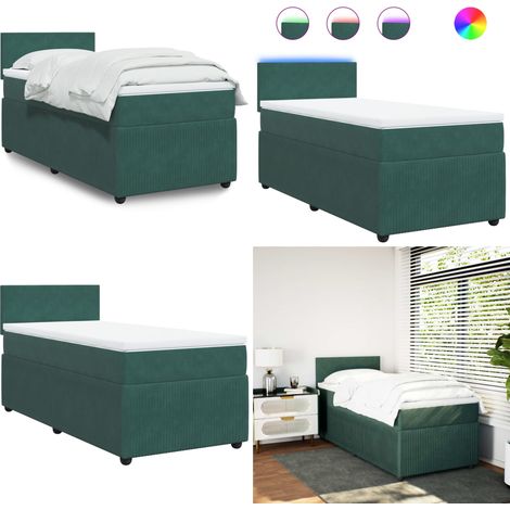 Boxspringbett mit Matratze Dunkelgrün 80x200 cm Samt - Boxspringbett - Doppelbett - Samtbett - Grünes Bett - LED Beleuchtung - Home & Living (1/5)