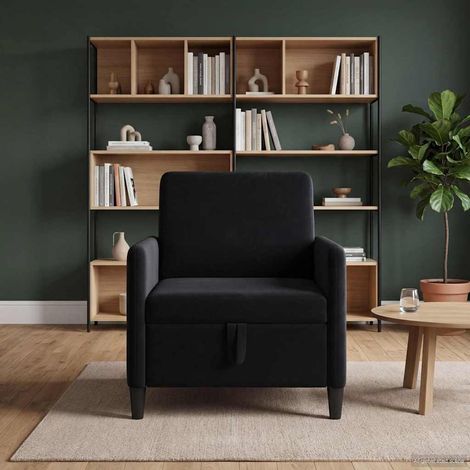 vidaXL Sofá con almacenamiento Negro 72 x 78 x 87 cm Poliéster (1/5)