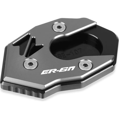 (Logo ER6N gris) Compatible avec les modèles KAWASAKI ER6N, ER-6N, ER6F et ER6 N F (2006-2014) : béquille latérale, extension et support modifiés (maxpower). (1/4)